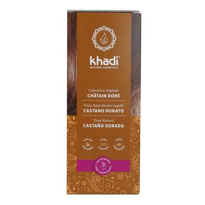 Naturalna farba do włosów w kolorze kasztanowo-złotym Khadi 100 g