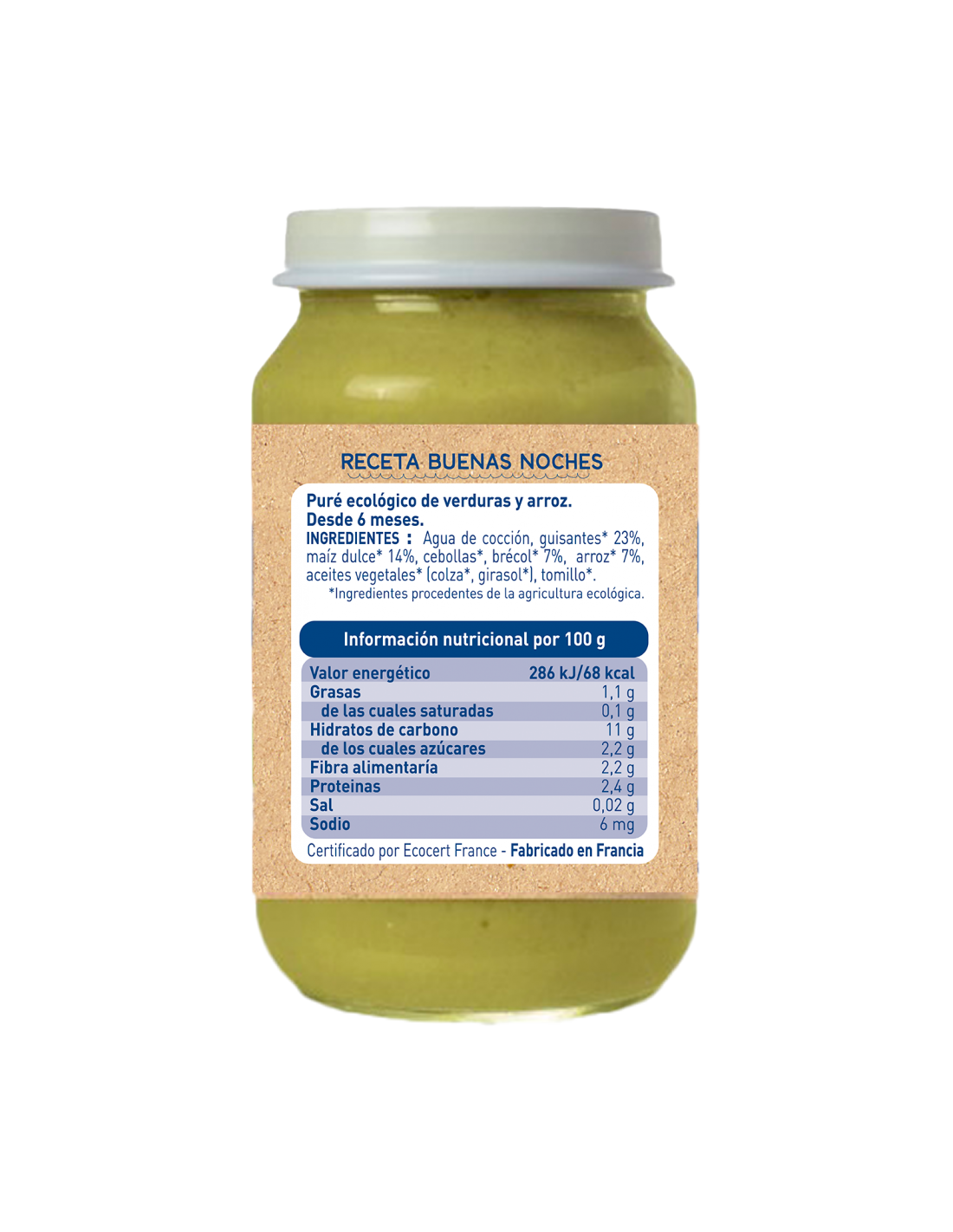 Pack Tarritos Buenas Noches Bio Verduras y Cereales Babybio 2 uds de 200 g