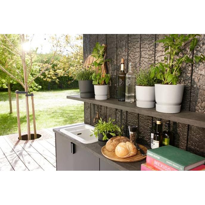 Macetero con plato integrado Greenville Elho Antracita 30 cm
