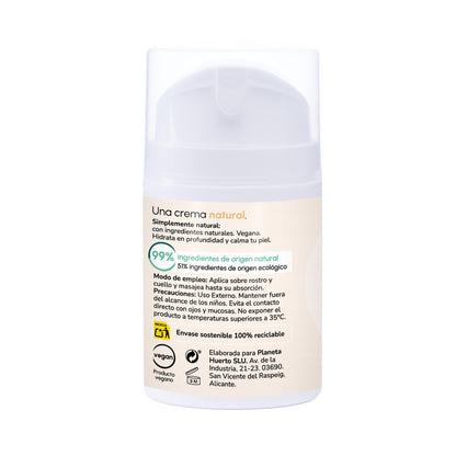 Feuchtigkeitscreme für das Gesicht aus Argan und Baumwolle Planeta Huerto 50 ml