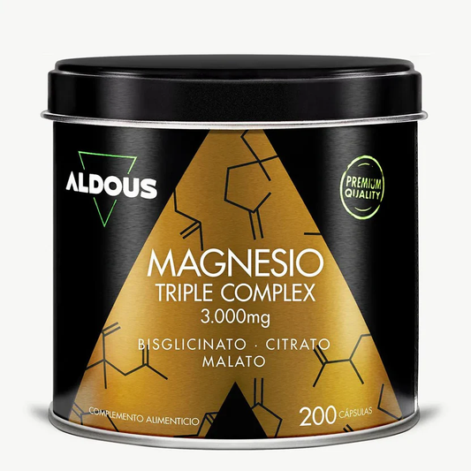 Complesso di magnesio triplo 3000 mg di magnesio, bisglicinato di magnesio, citrato e malato Aldous Bio 200 capsule