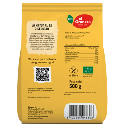 Glutenfri ekologisk majsmjöl El Granero 500 g