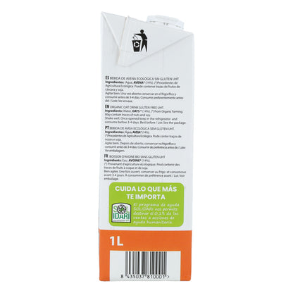 Pack of 4x Sol Natural Organic Gluten-Free Oat Drink 1 L