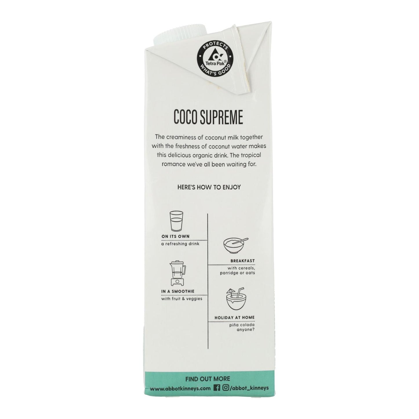 Pack of 6 Abbot Kinney Organic Supreme Coconut Vegetable Drink 1 L