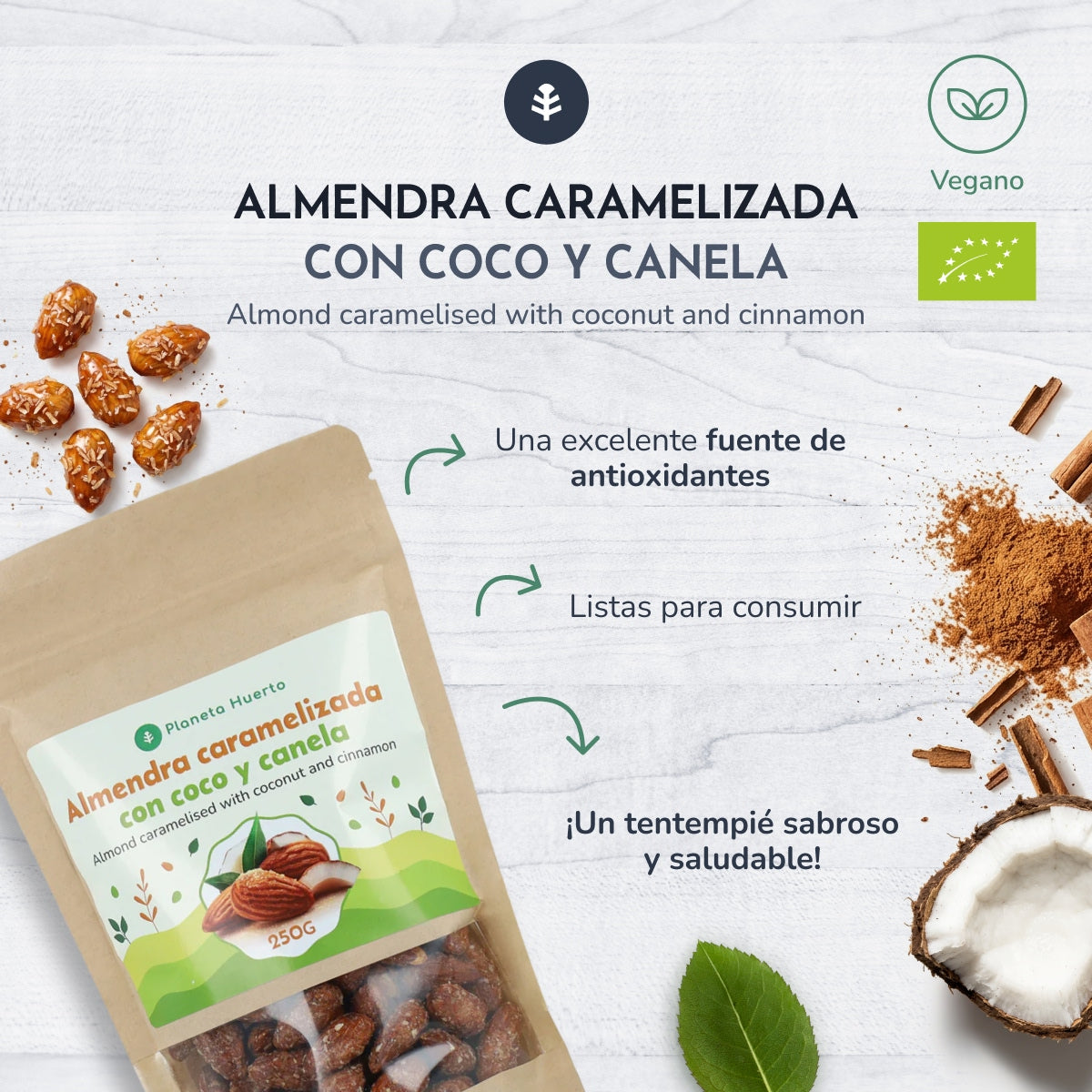 Mandorle con cocco e cannella Planeta Huerto 250gr