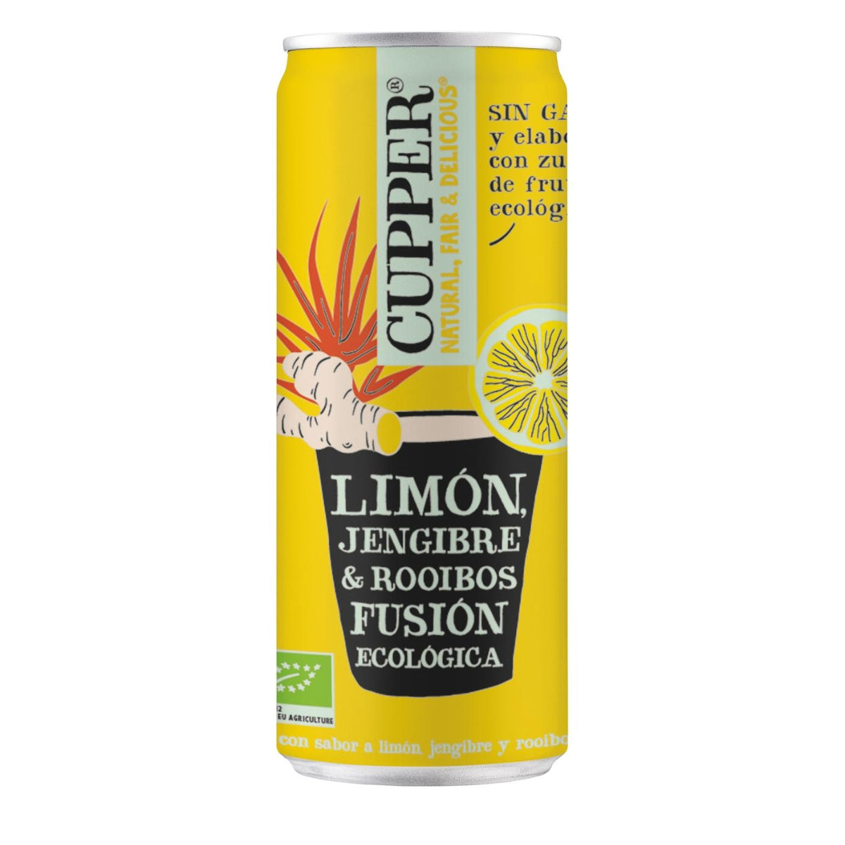 Pack of 12 Cupper Ginger, Lemon and Rooibos Soft Drinks 250 ml