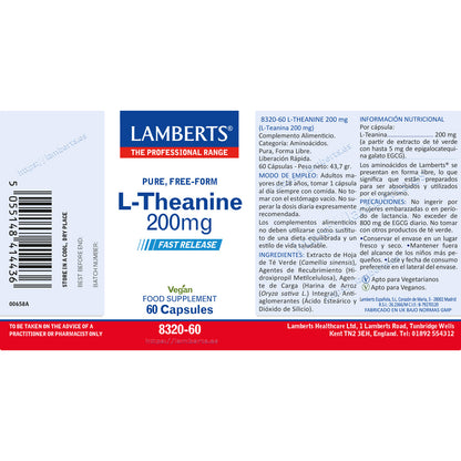 L-Teanina 200 mg, Lamberts, 60 capsule