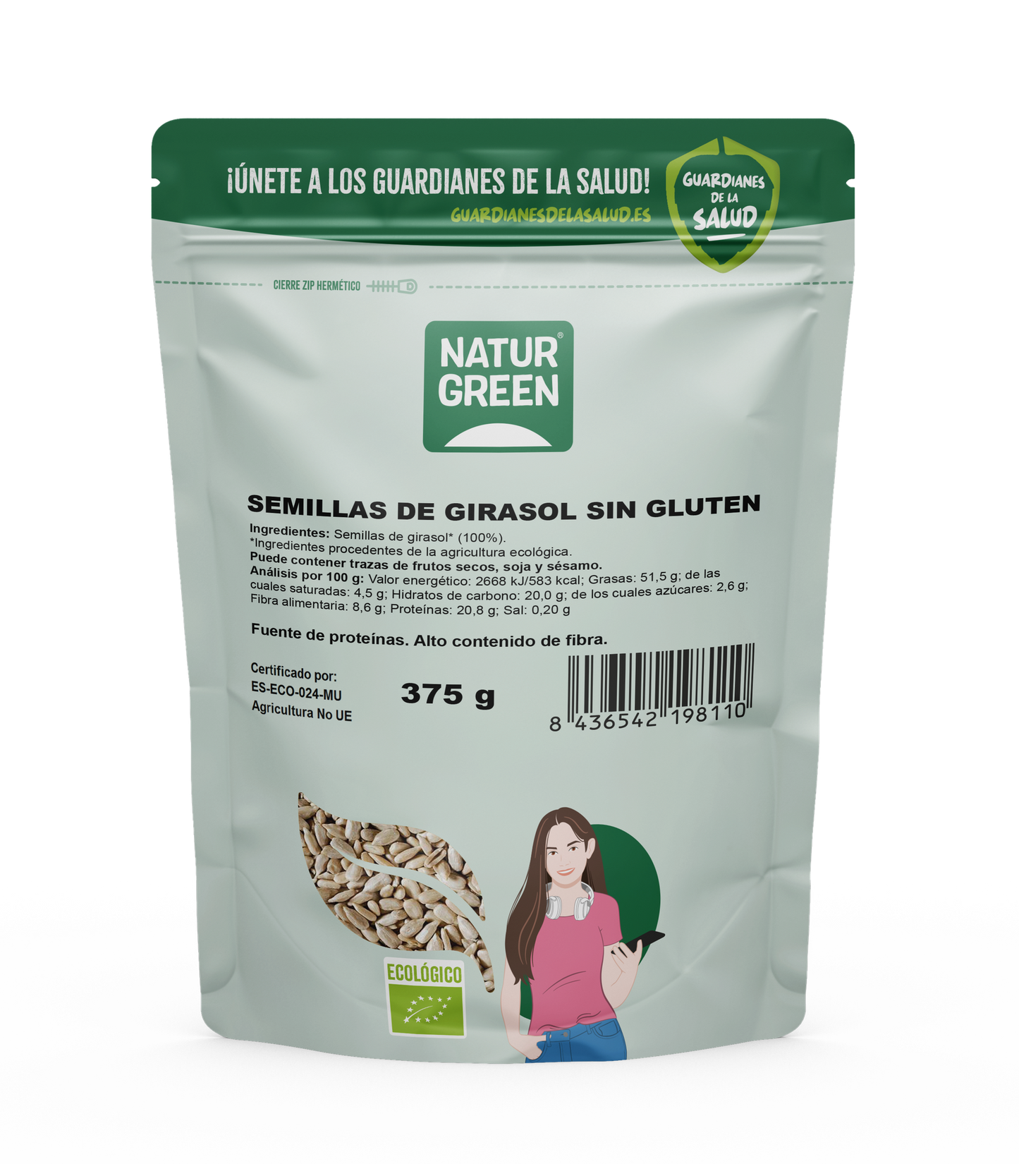Biologische zonnebloempitten Naturgreen 225 g