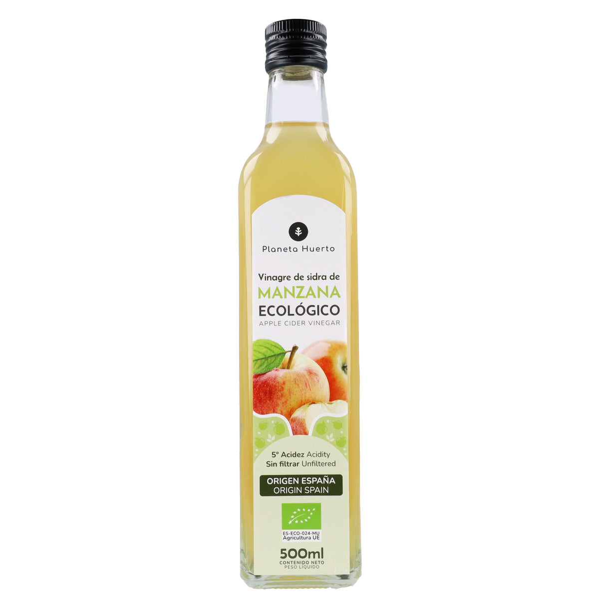 2-pack ofiltrerad äppelcidervinäger ECO Planeta Huerto 500 ml