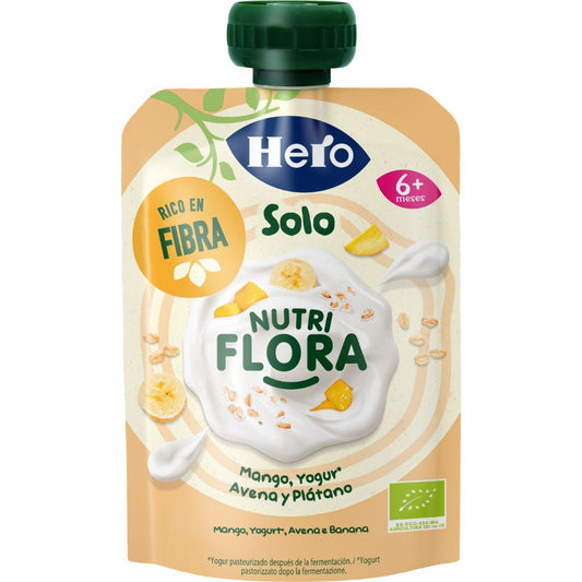 Nutri Flora-påse med mango, yoghurt, havre och banan 100 g Hero Solo