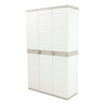 Kast met 3 deuren en bezemhouder 105 cm Titanium Plastiken Beige (gereviseerd)