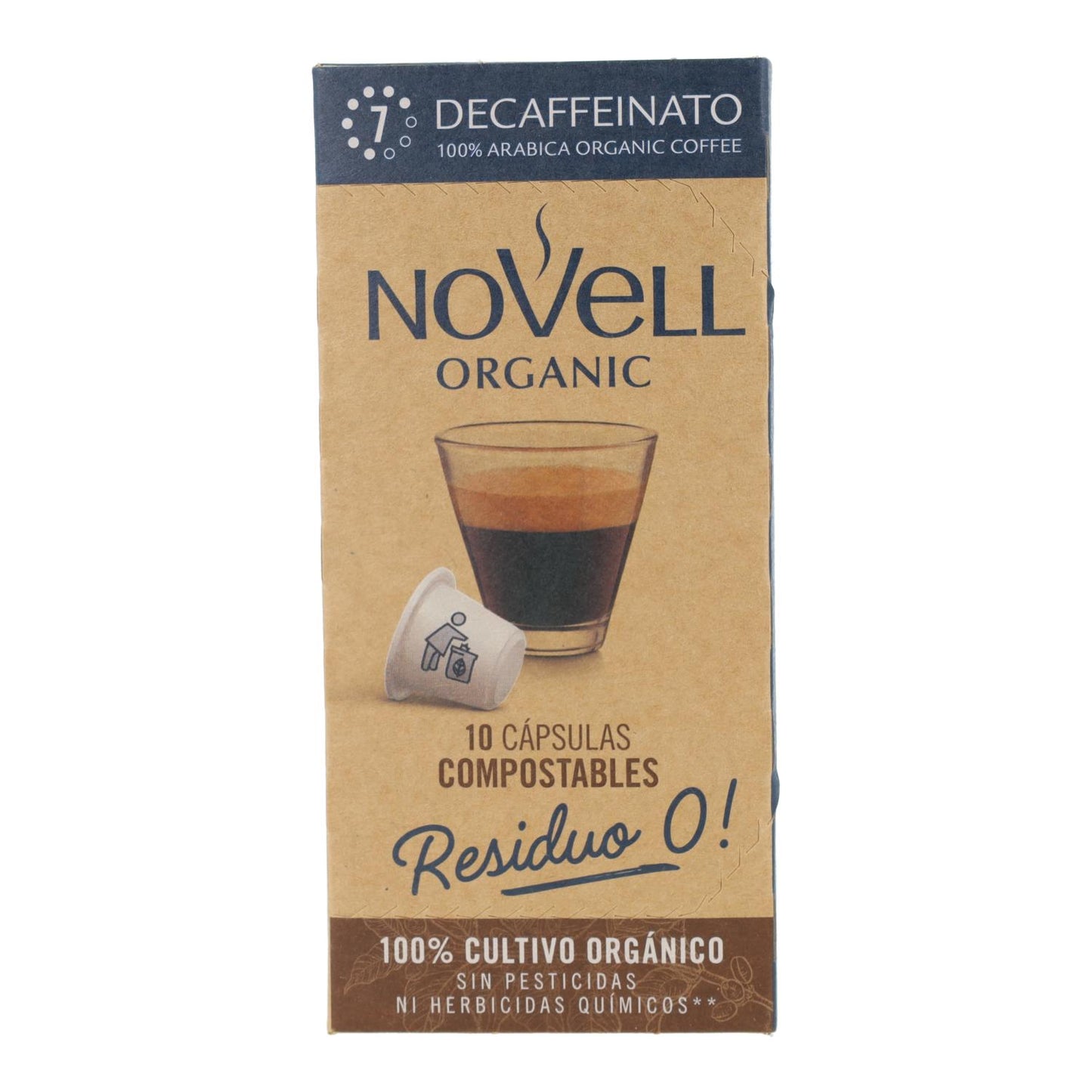 Novell Compostable Decaffeinated Coffee Capsules for Nespresso, 10 units