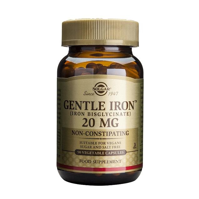 Fer Gentle ® Bisglycinate de fer Gélules végétales Solgar 90 comprimés
