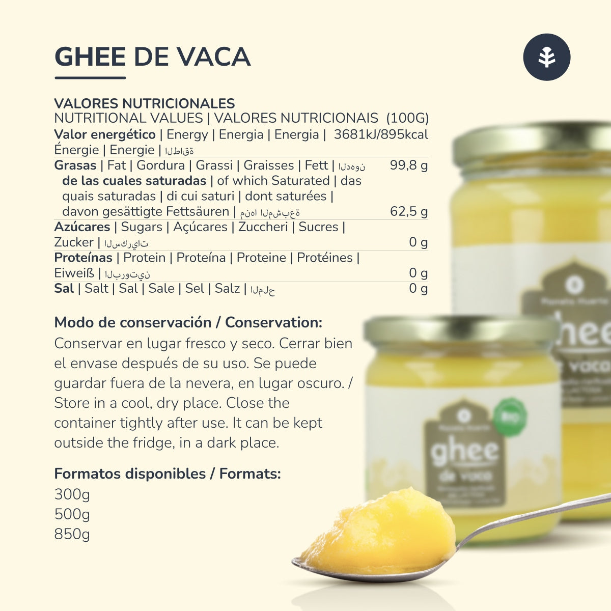 Pack 3xGhee clarified butter ECO Planeta Huerto 500 gr