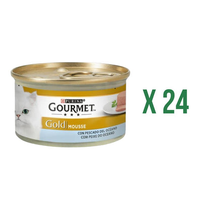 Zestaw 24 x GOURMET GOLD Mousse Mokra karma Ryby z oceanu 85 g