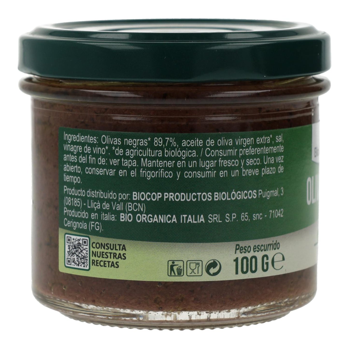 Pasztet z czarnych oliwek Bio Organica Italia 100 g