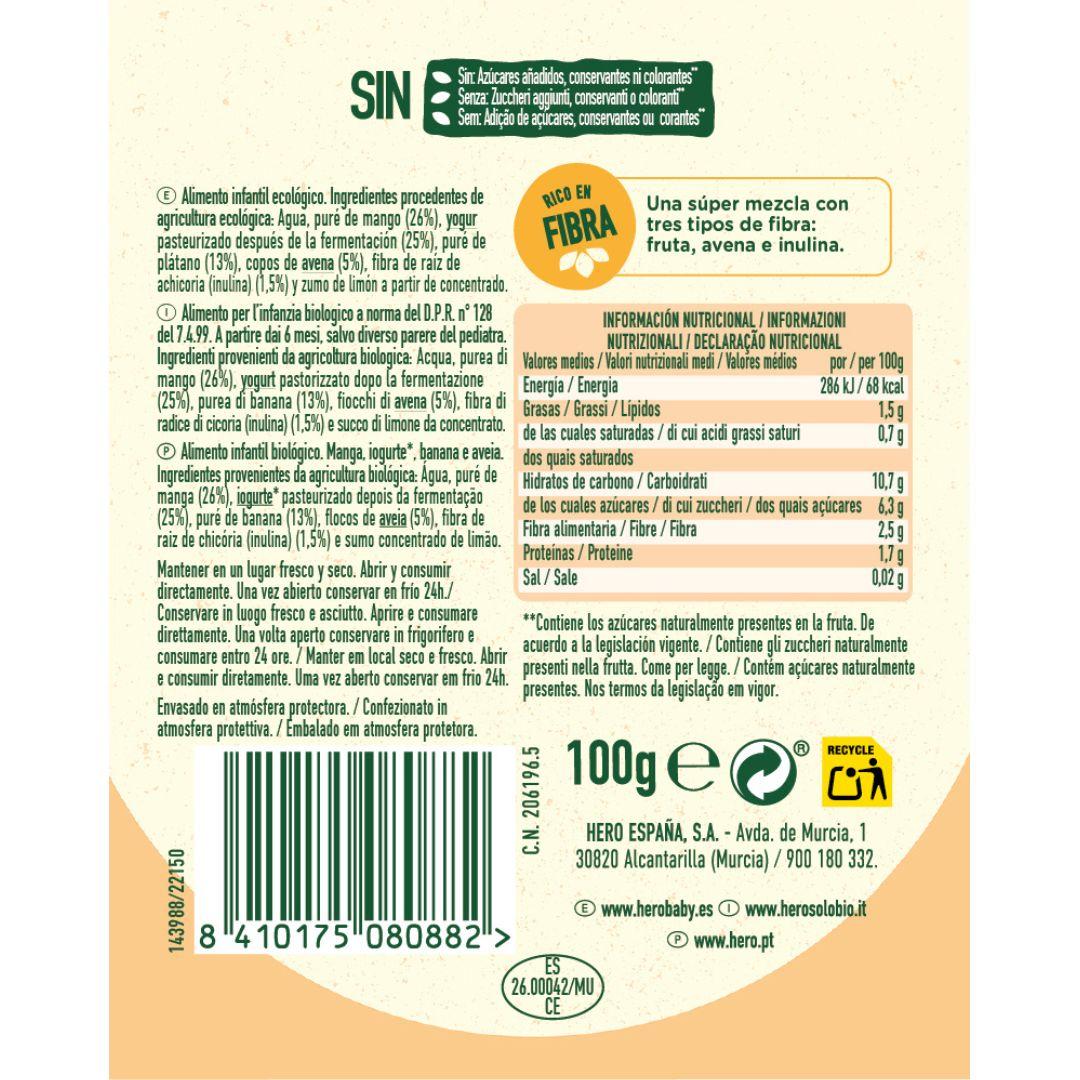 Beutel Nutri Flora mit Mango, Joghurt, Haferflocken und Banane 100 g Hero Solo