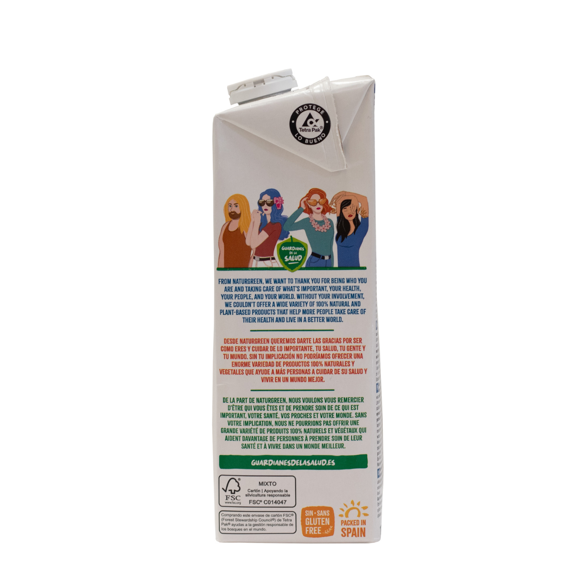 Pakket van 6 stuks Suikervrije amandeldrank met calcium NaturGreen 1 liter