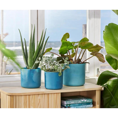 Pot de fleurs recyclé Ocean Round Elho bleu atlantique 22 cm