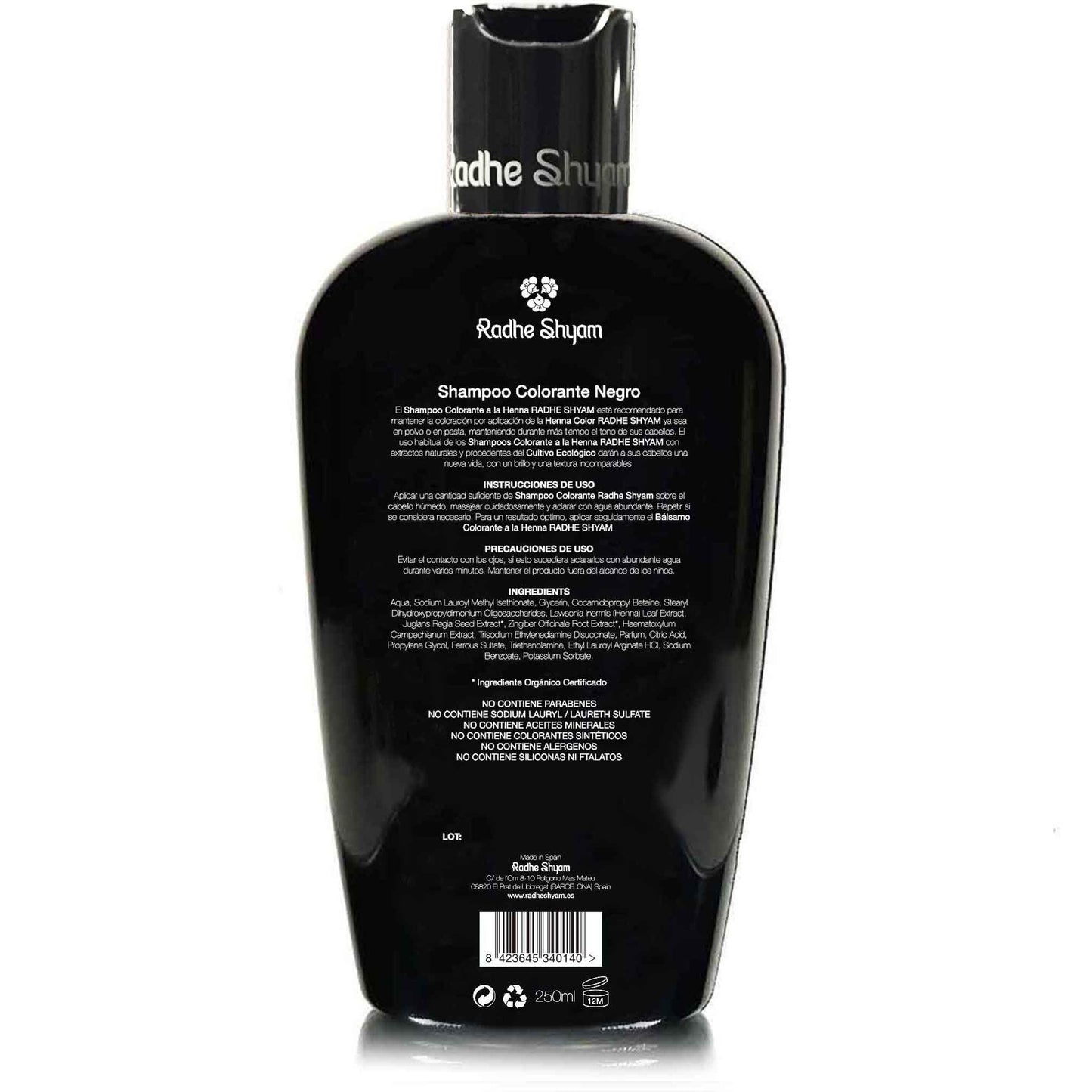 Shampooing au henné noir colorant Radhe