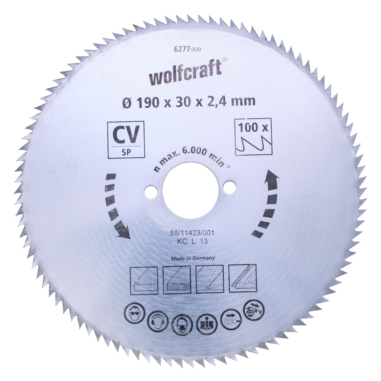 Cirkelzaagbladen voor fijne zaagsneden Wolfcraft 190 x 16 mm 100 tanden