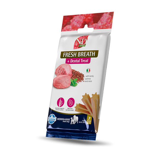 N&D Quinoa Canine Dental Treat Fresh Breath razze medie/grandi 100 g 7 pz