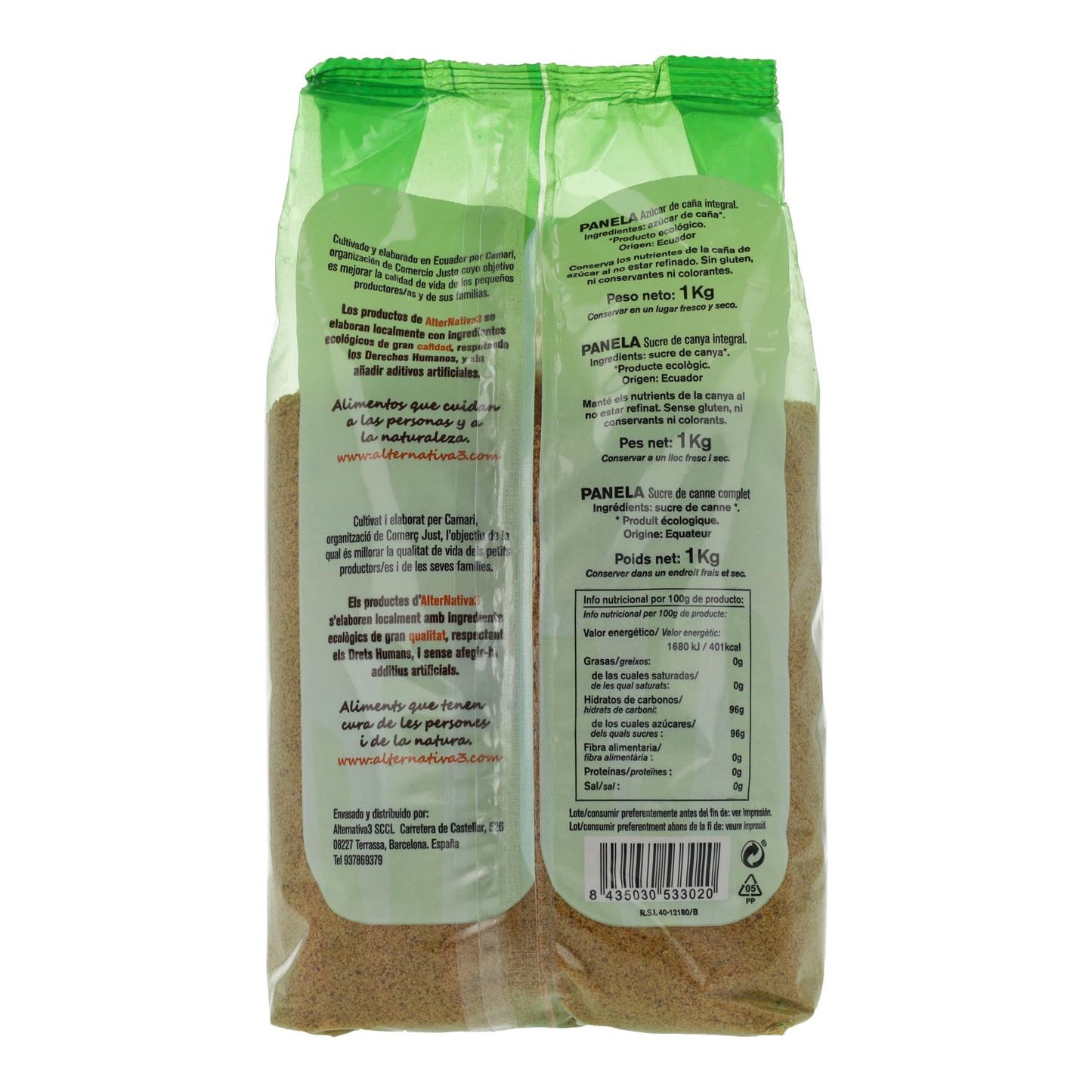 2-pack ekologiskt panelasocker Alternativa, 1 kg