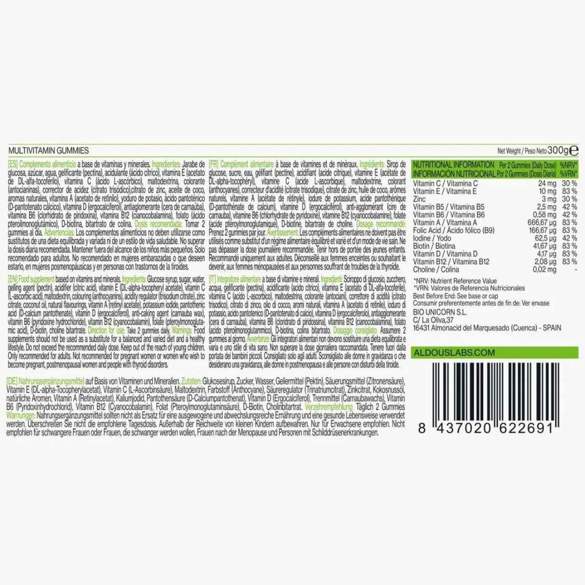 Aldous Bio blackberry-flavoured multivitamin gummies, 120 gummies