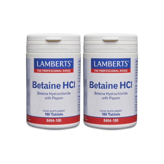 Pack of 2 x Betaine HCl 324 mg/Pepsin 5 mg Lamberts, 180 tablets