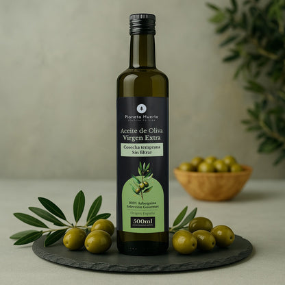 Pack of 3 Planeta Huerto unfiltered early harvest green extra virgin olive oil, 500 ml