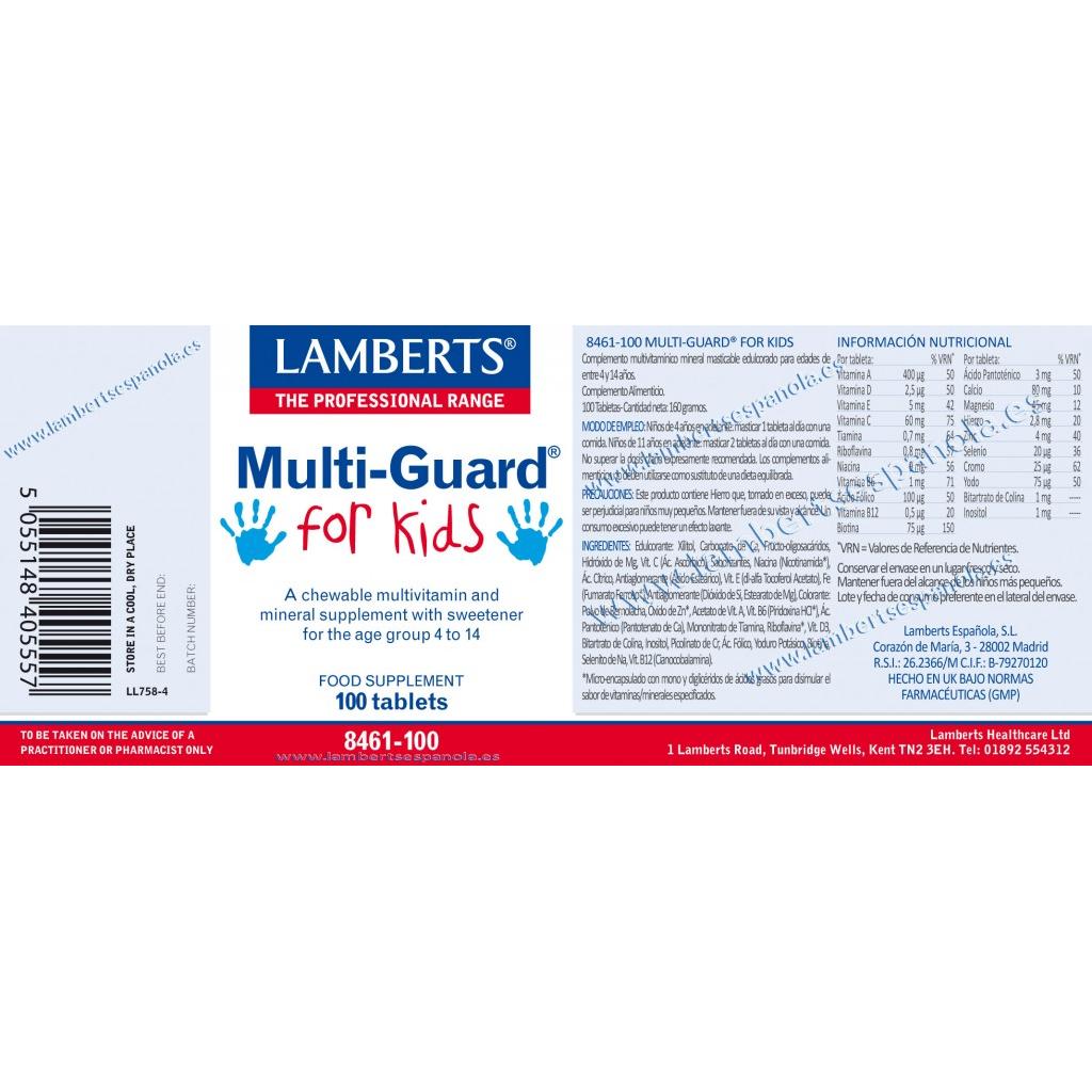 Multi-Guard für Kinder. Vitamine und Mineralstoffe Lamberts, 100 Kautabletten