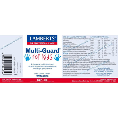 Multi-Guard für Kinder. Vitamine und Mineralstoffe Lamberts, 100 Kautabletten