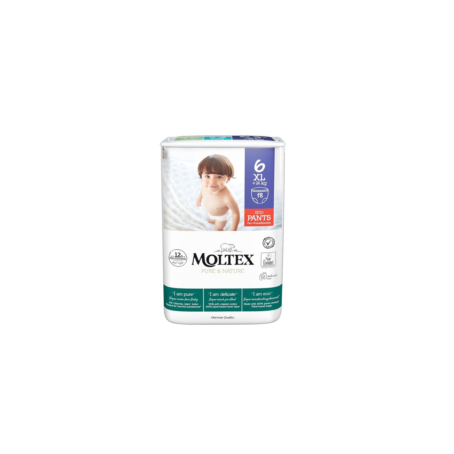 PROMO SPÉCIALE Couches Moltex Pure & Nature T6 (+14 kg), 36 unités