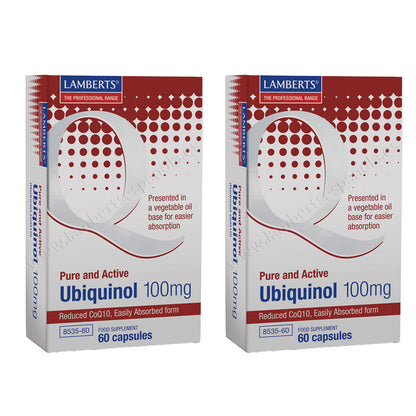 Pack of 2x Ubiquinol 100 mg. Pure and Active, Lamberts