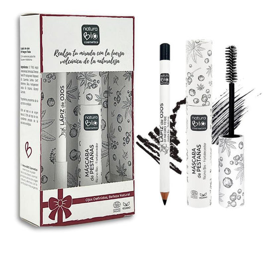 Confezione regalo Duo trucco occhi NaturaBio Cosmetics, matita occhi nera + mascara nero volumizzante, Natubio Cosmetics