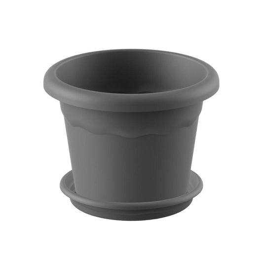 Zestaw okrągła doniczka z podstawką w kolorze antracytowym Terra 26 x 19 cm