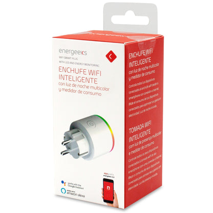 Intelligente WLAN-Steckdose mit mehrfarbigem Nachtlicht und Verbrauchsmesser Energeeks