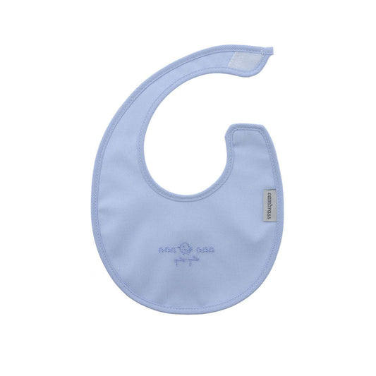 Cambrass Pío pío round bib with Velcro, light blue