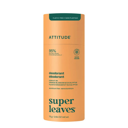 Super leaves Deodorant - Orange Blossom and Eucalyptus - plastic free, Attitude, 75g
