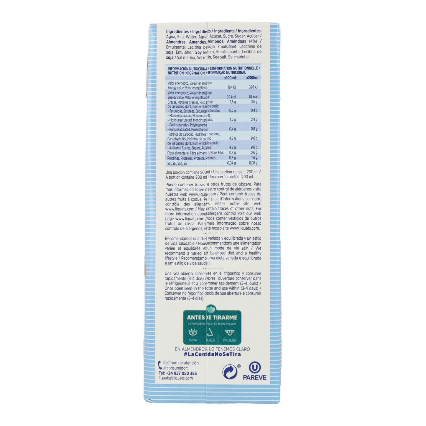 Pack of 6 Almendrola Original Almond Drink 1 L