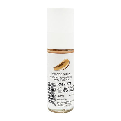 Fluid Makeup 02 Beige Tarifa, Flawless Finish, With Rosehip and Shea Butter, NaturaBio Cosmetics, 30 ml