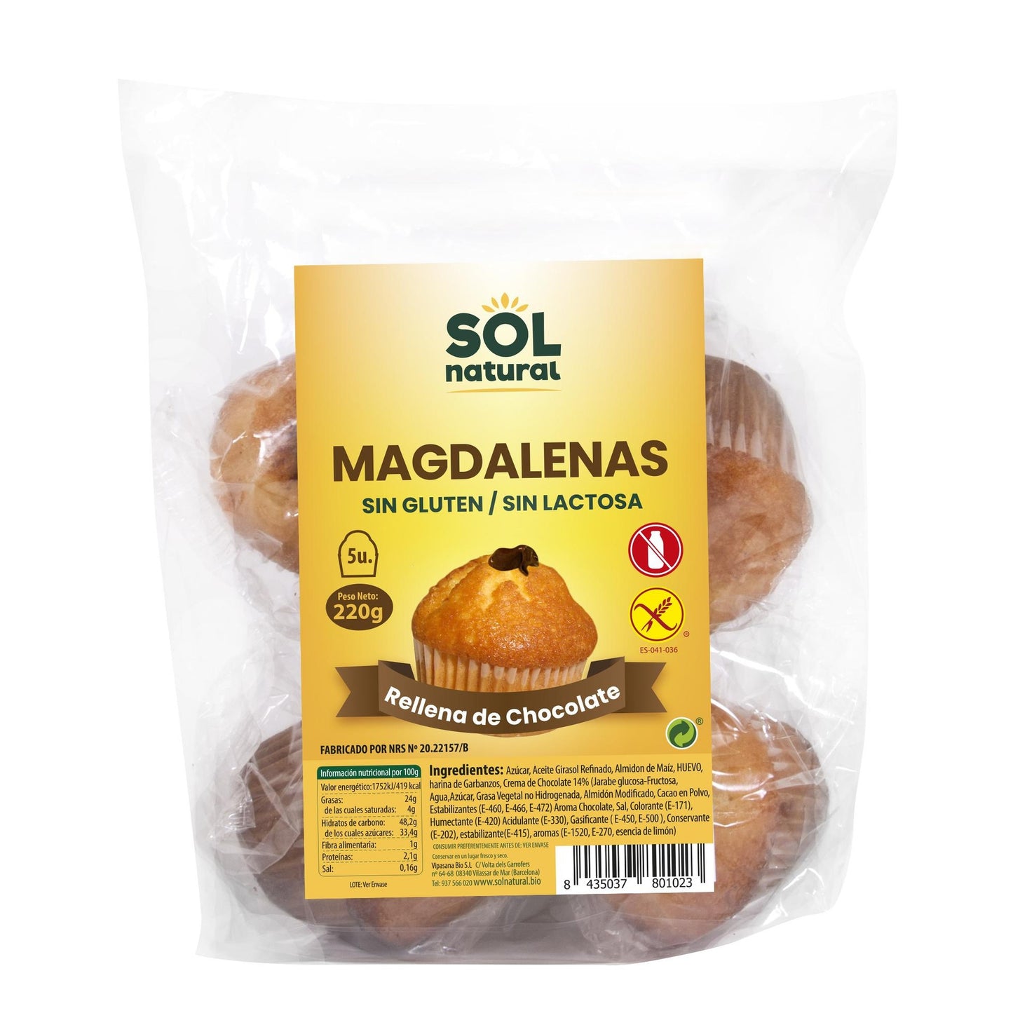 Gluten-free muffins with chocolate Sol Natural 220 g