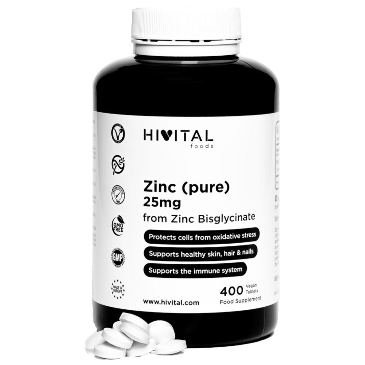 Cynk 25 mg Bisglicynian 400 tabletek wegańskich Hivital