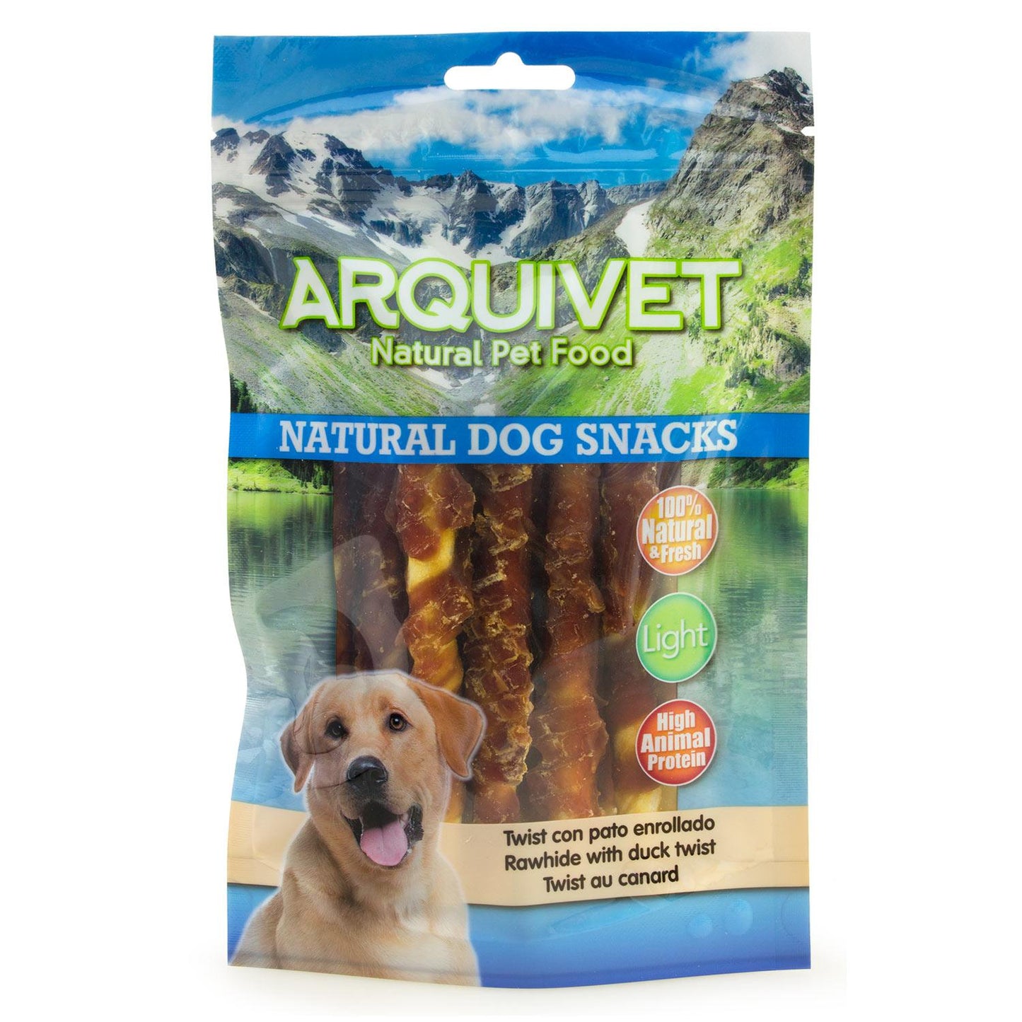 Naturligt hundgodis  Arquivet Twist med rullad anka 13 cm   100 g