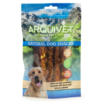 Naturligt hundgodis  Arquivet Twist med rullad anka 13 cm   100 g