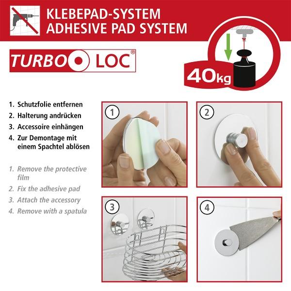 Portascopino da parete Turbo Loc Wenko in acciaio inox, fissaggio senza fori