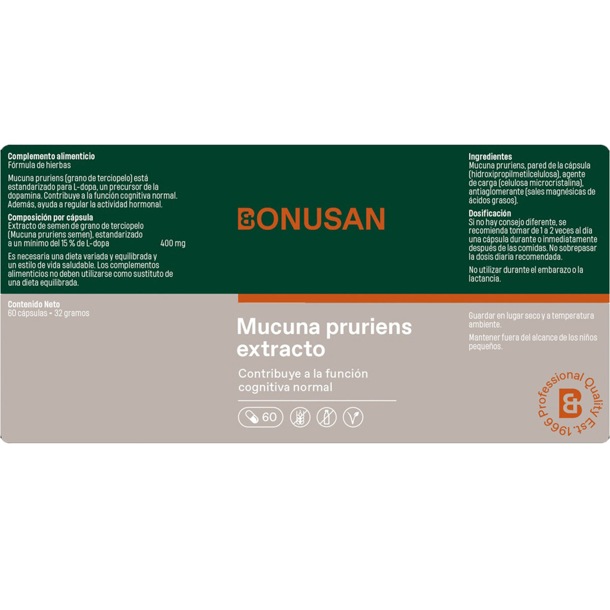 Bonusan Mucuna pruriens extract 60 Vcaps