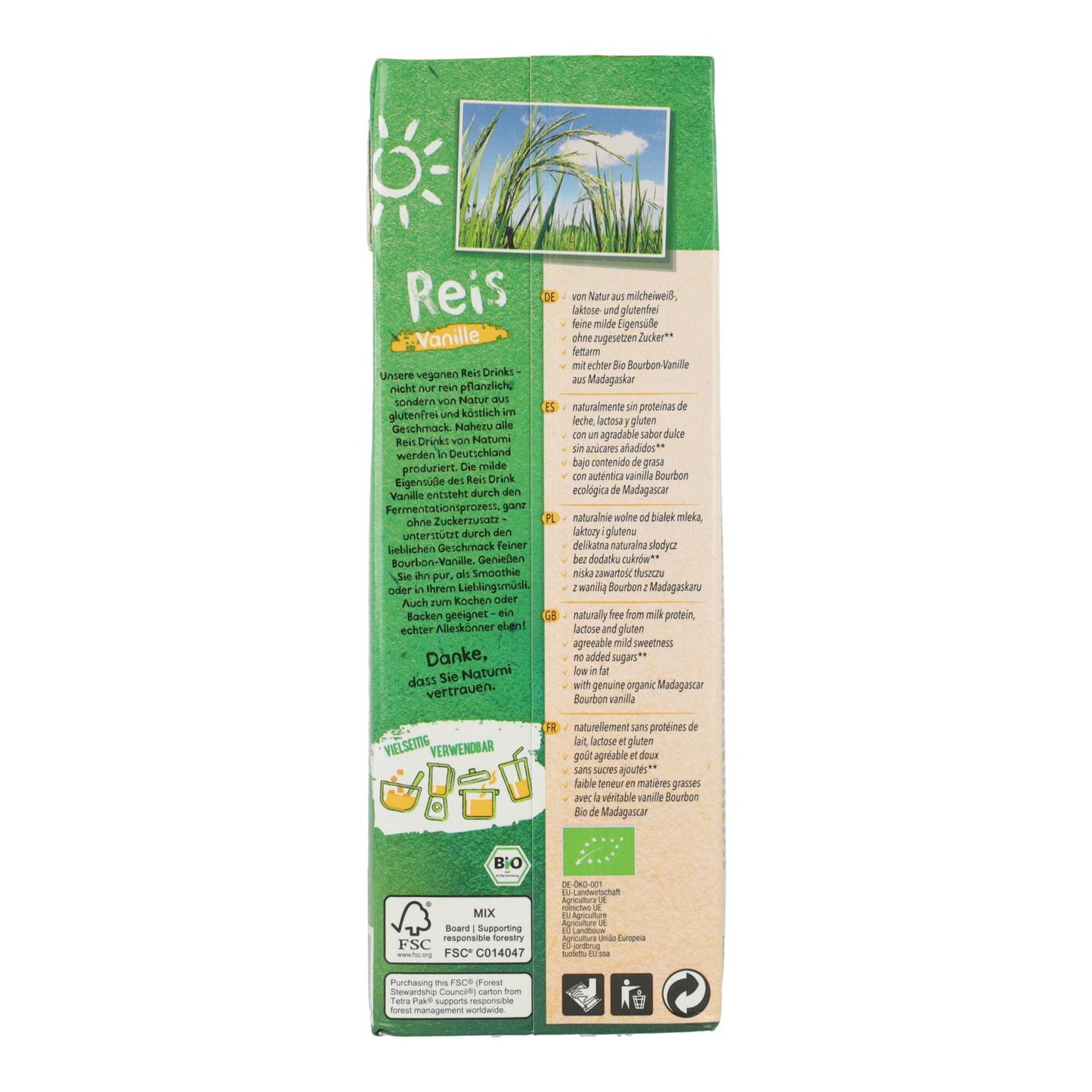 Biologische rijst-vanilledrank Natumi 1 l