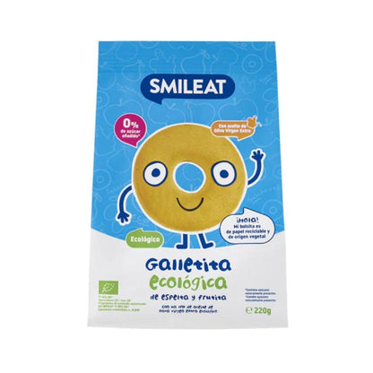 Pack of 2 Smileat organic spelt biscuits with apple for children, 220 g