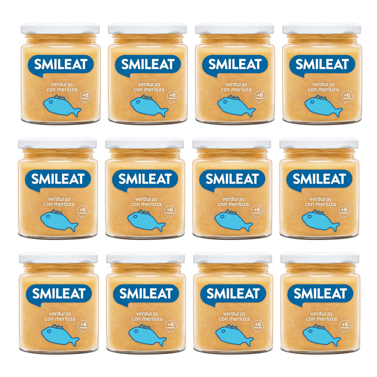 12-pack burkar med ekologiska grönsaker och hälleflundra +6 månader Smileat 230 g